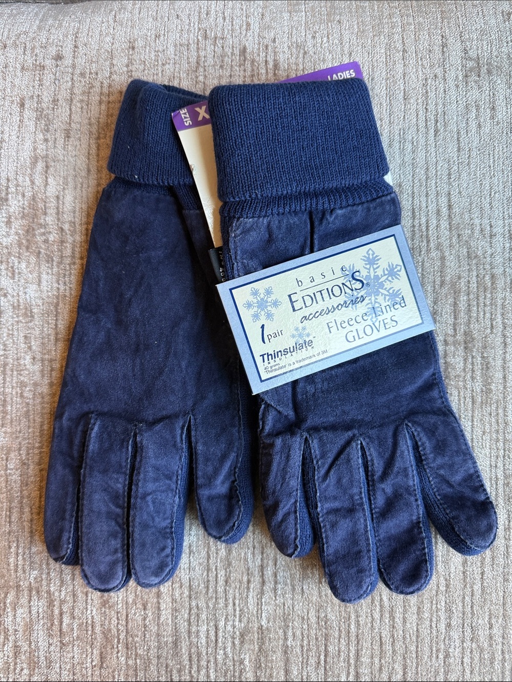 Basic Editions Thinsulate Leather Fleece Lined Gloves - new old stock
